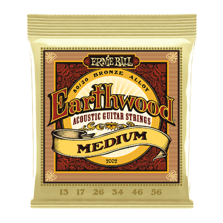 Ernie Ball P02002 - Earthwood Medium 80/20 Bronze Acoustic Guitar Strings .013 - .056 1