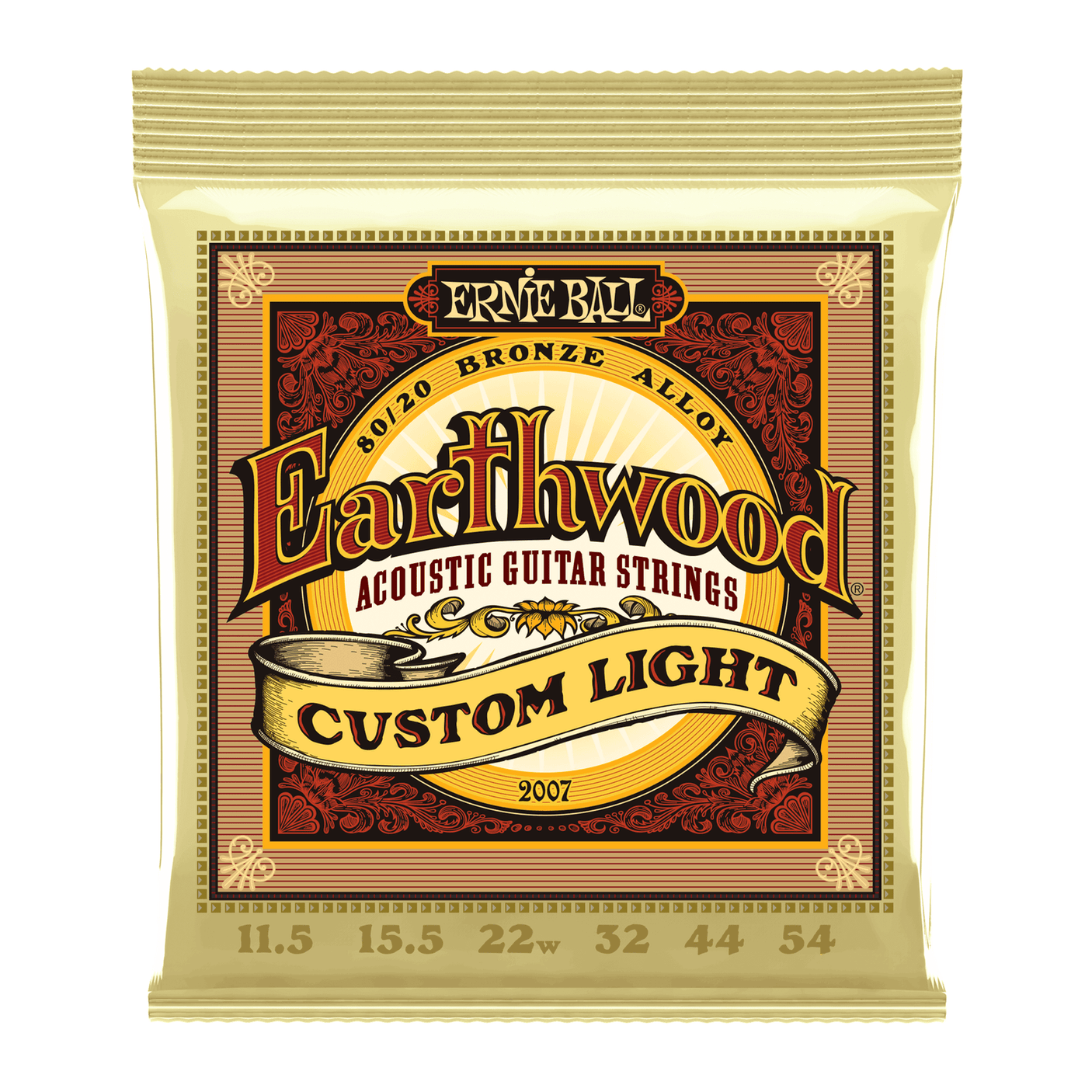 Ernie Ball P02007 Custom Light Earthwood 80/20 Bronze Acoustic Guitar Strings 11.5 - 54 Gauge 1