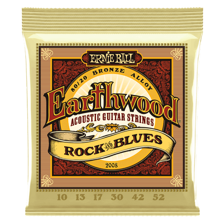 Ernie Ball P02008 - Earthwood Rock and Blues 80/20 Bronze Acoustic Guitar Strings .010 - .052 1