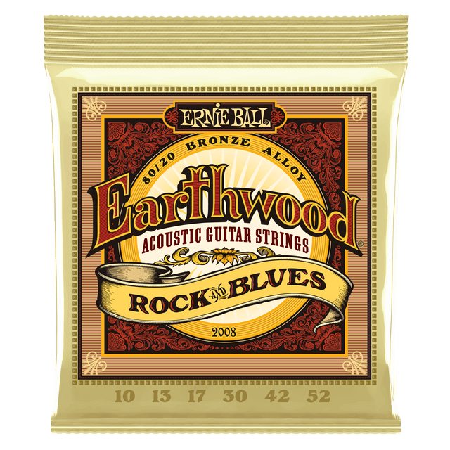 Ernie Ball P02008 - Earthwood Rock and Blues 80/20 Bronze Acoustic Guitar Strings .010 - .052 1