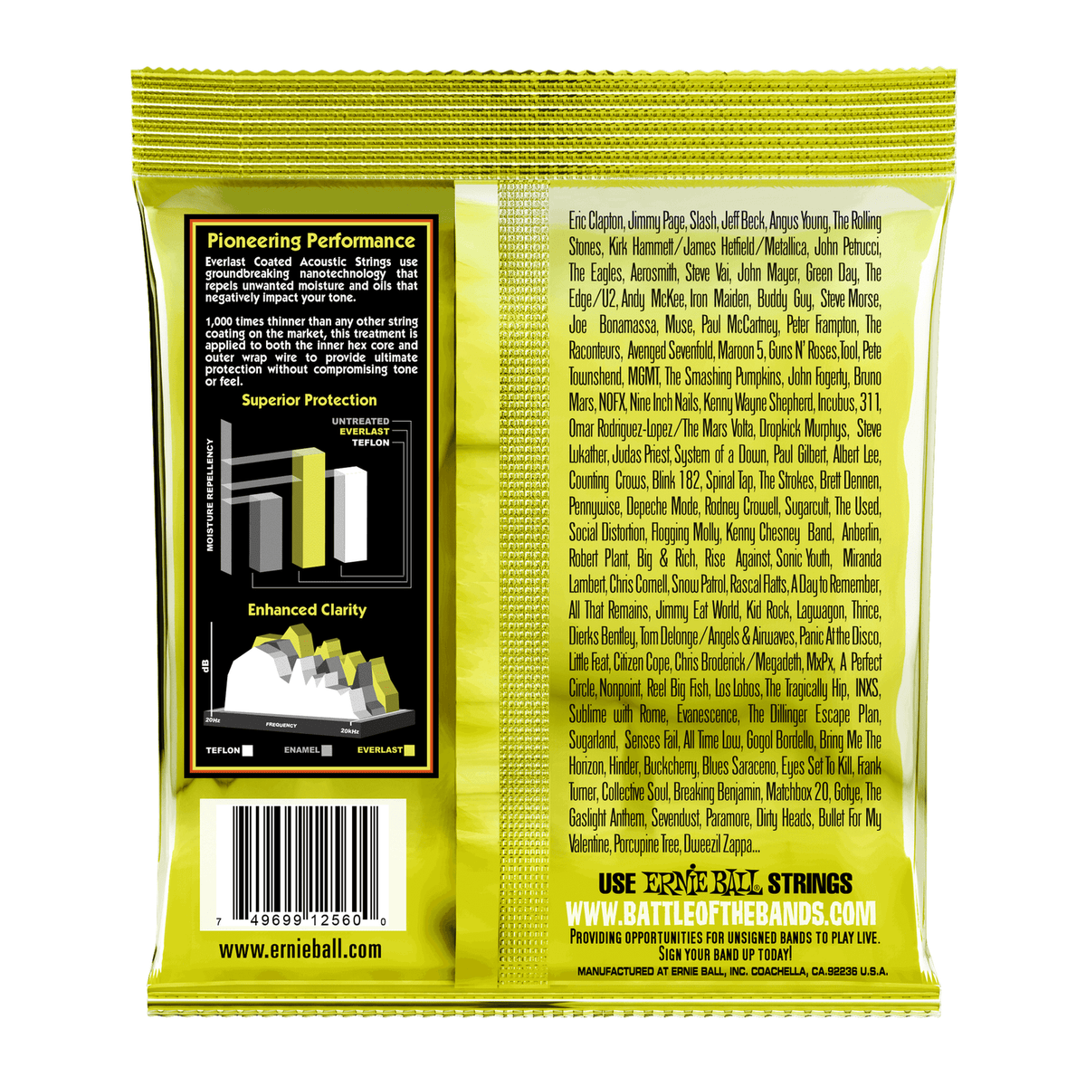 Ernie Ball Everlast Coated 80/20 Bronze Acoustic Guitar Strings 10-50 Gauge 2