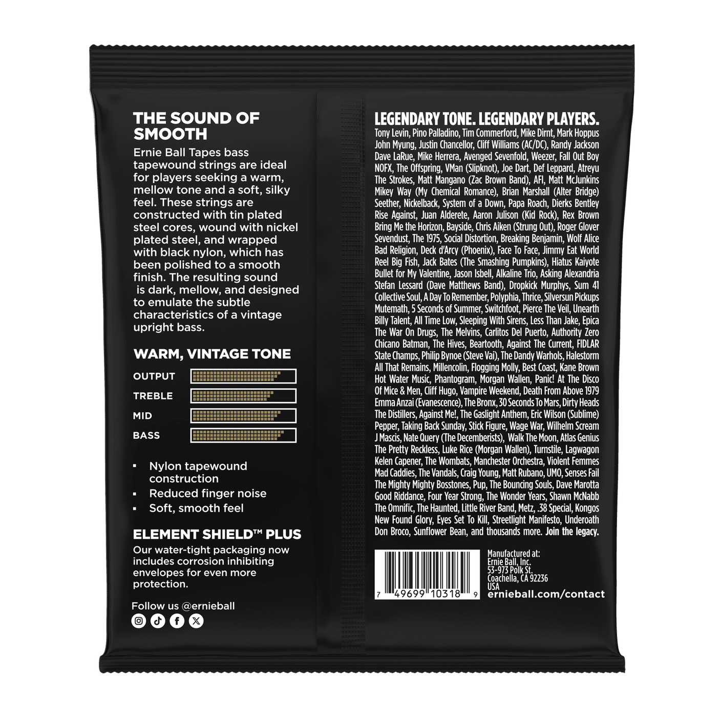Ernie Ball Bass Tapes Long Scale Tapewound Bass Guitar Strings .050 - 0.105 2