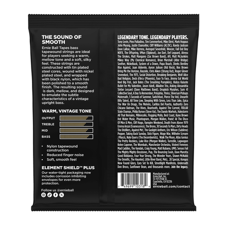 Ernie Ball Bass Tapes Long Scale Tapewound Bass Guitar Strings .050 - 0.105 2