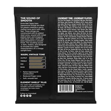 Ernie Ball Bass Tapes Short Scale Tapewound Bass Guitar Strings .060 - 0.115 2