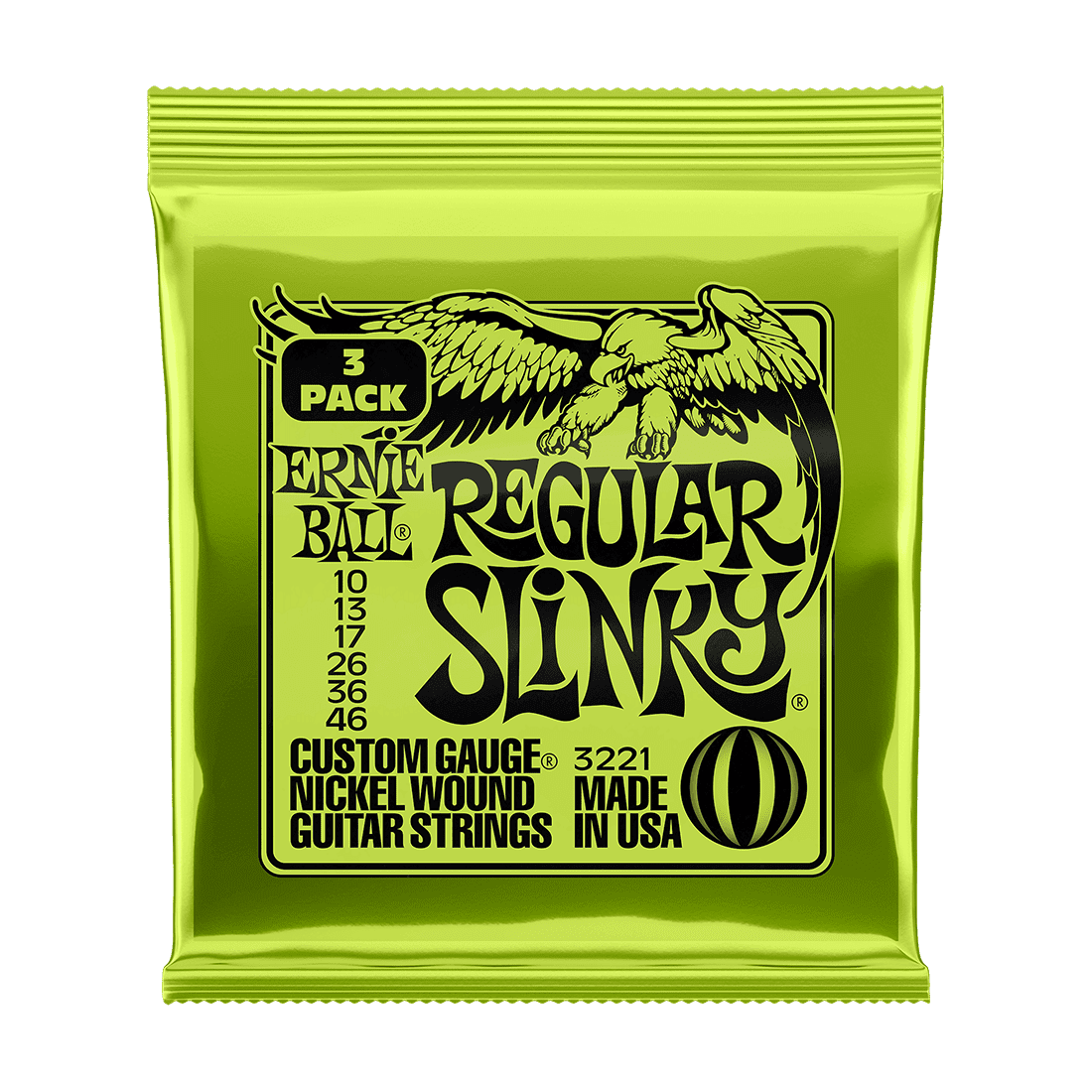 Ernie Ball Regular Slinky Nickel Wound Electric Guitar Strings .010 - .046 - 3 PACK 1