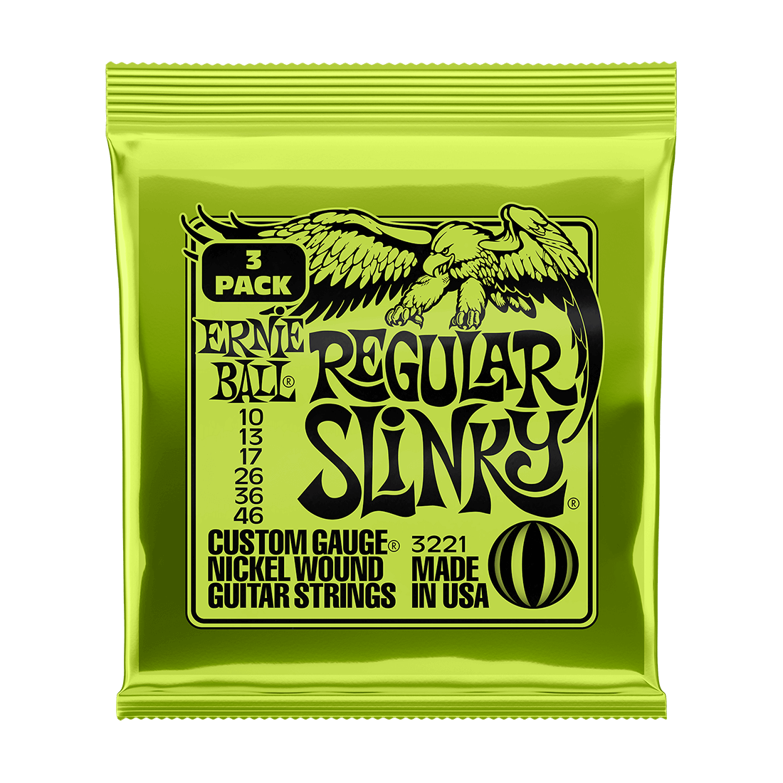 Ernie Ball Regular Slinky Nickel Wound Electric Guitar Strings .010 - .046 - 3 PACK 1