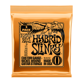3 Pack of Ernie Ball Hybrid Slinky Nickel Wound Electric Guitar Strings .009 - .046 1