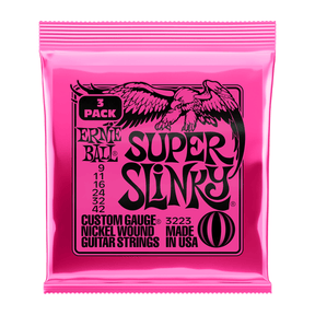3 Pack of Ernie Ball Super Slinky Nickel Wound Electric Guitar Strings .009 - .042 1