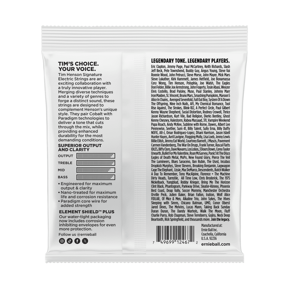 Ernie Ball Tim Henson Signature Electric Guitar Strings 9.5-46 2