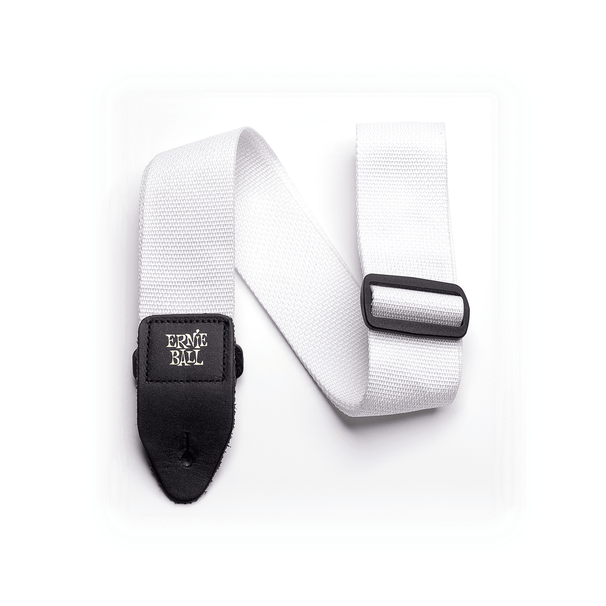 Ernie Ball Adjustable Polypro Electric and Bass Guitar Strap - White with Black Ends P04036 1