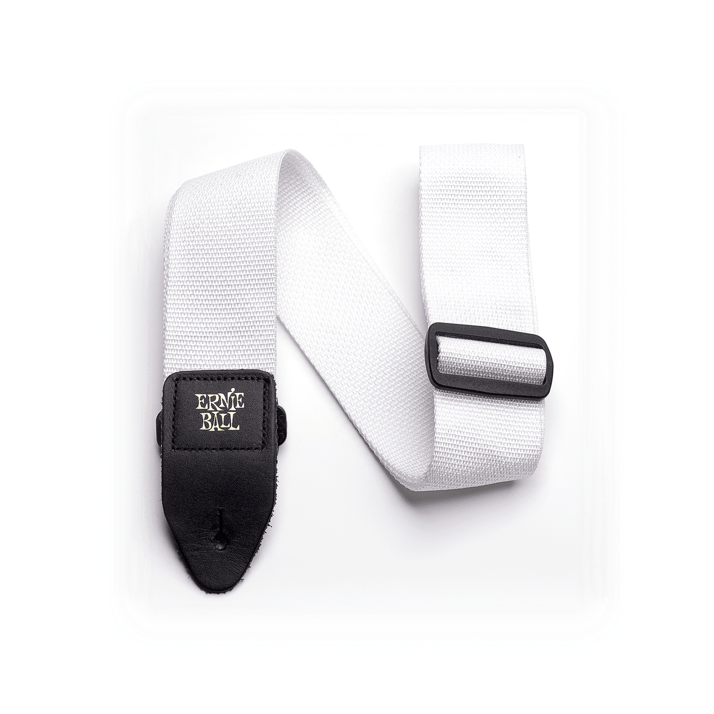 Ernie Ball Adjustable Polypro Electric and Bass Guitar Strap - White with Black Ends P04036 1