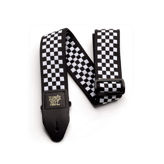Ernie Ball Jacquard Guitar Strap - Black & White Checkers P04149 1