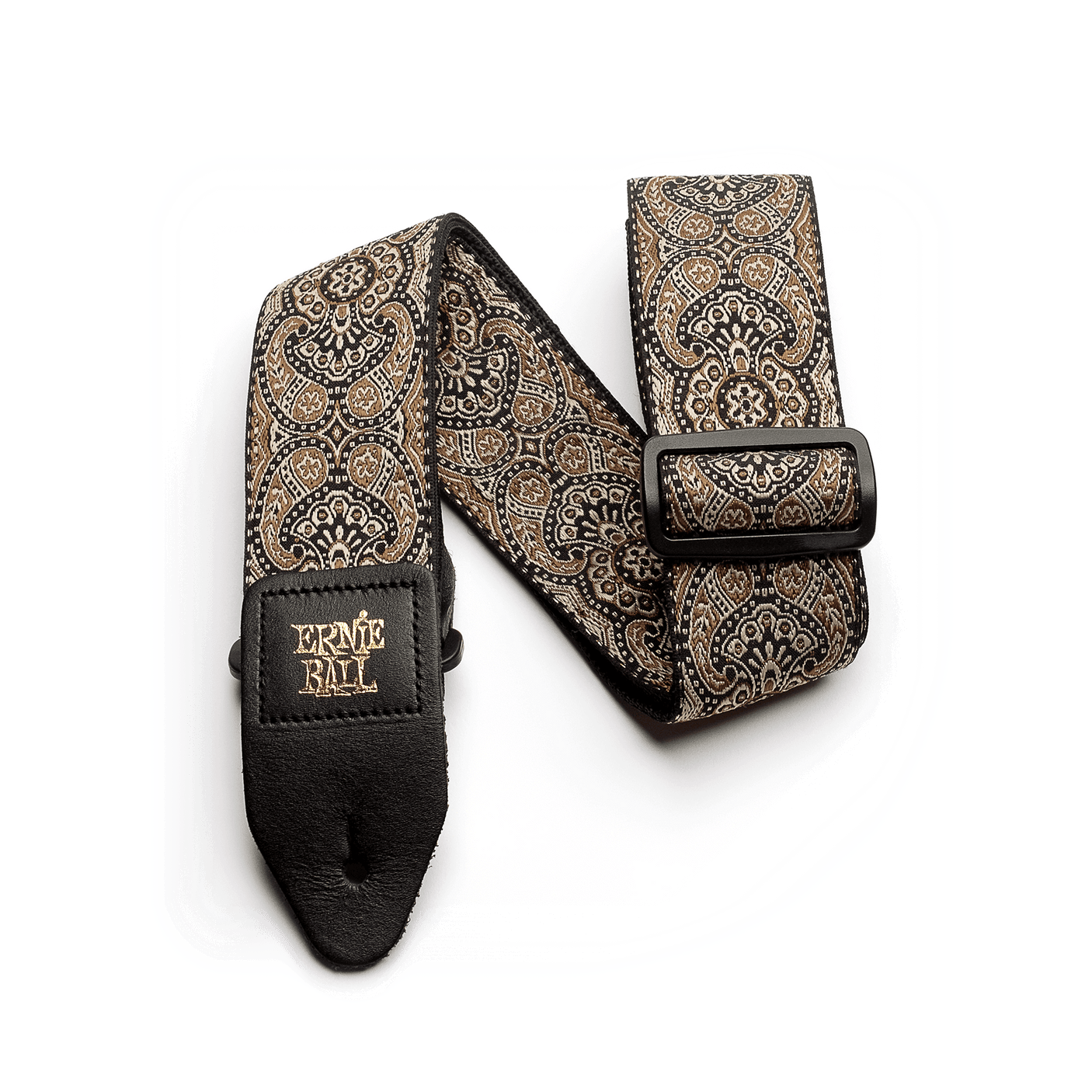 Ernie Ball Jacquard Guitar Strap - Gold & Black Paisley P04163 1