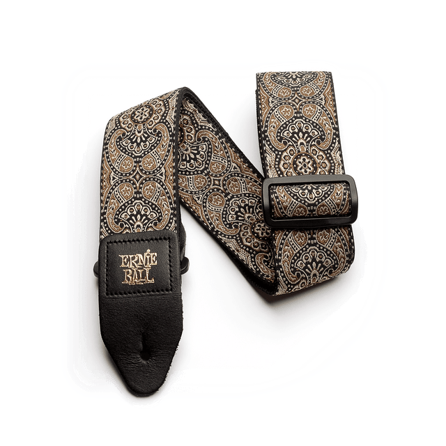 Ernie Ball Jacquard Guitar Strap - Gold & Black Paisley P04163 1