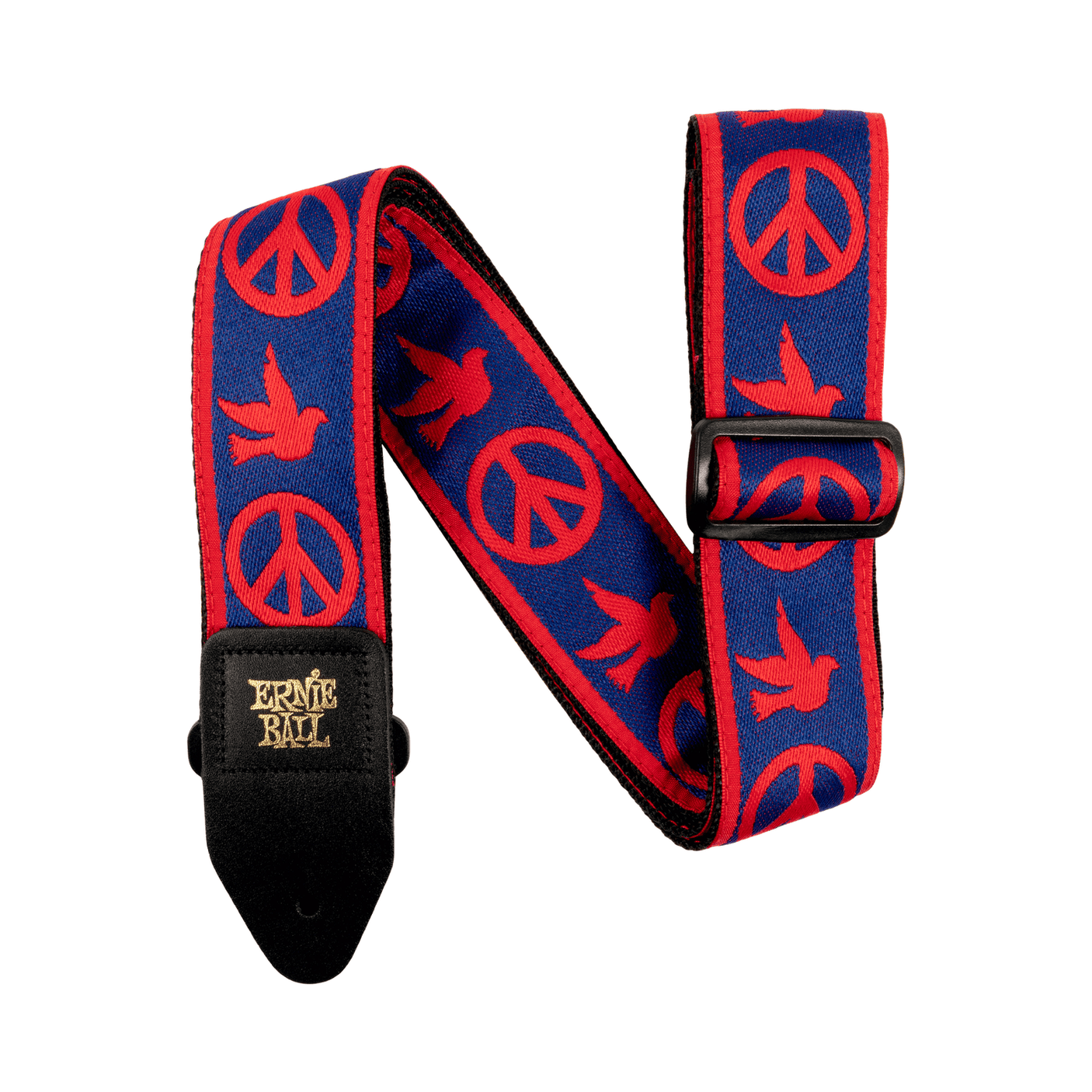 Ernie Ball Jacquard Guitar Strap - Red & Blue Peace Love Dove P04698 1