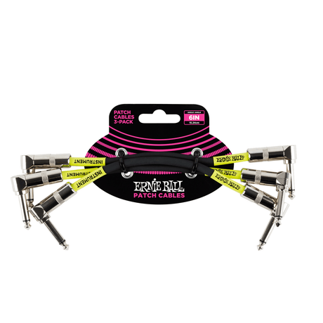 Ernie Ball 6in Angled Patch Cable 3-Pack - Black 15cm / 6" 1