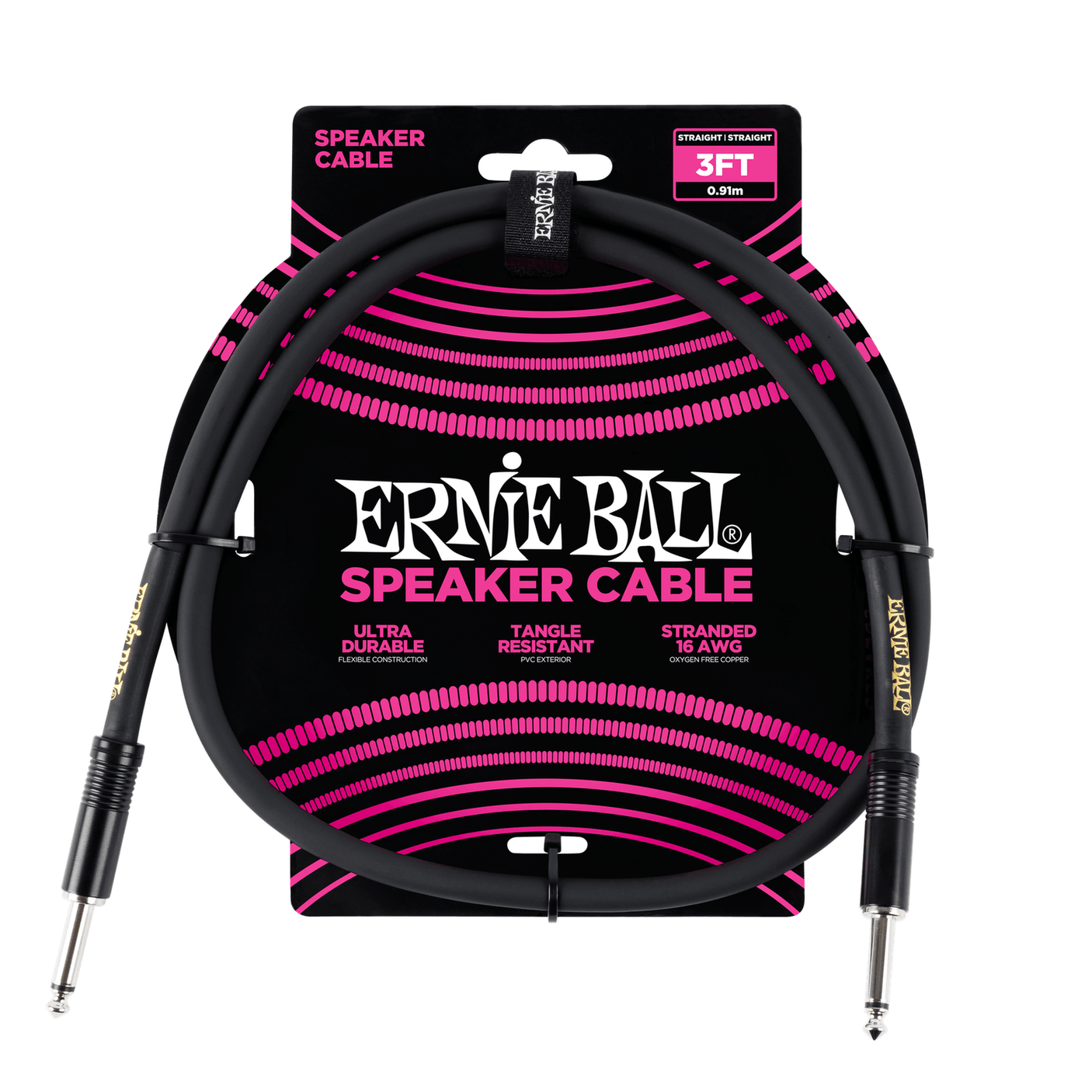 Ernie Ball Classic Speaker Cable - Straight/Straight, Black 7.62cm / 3" 1