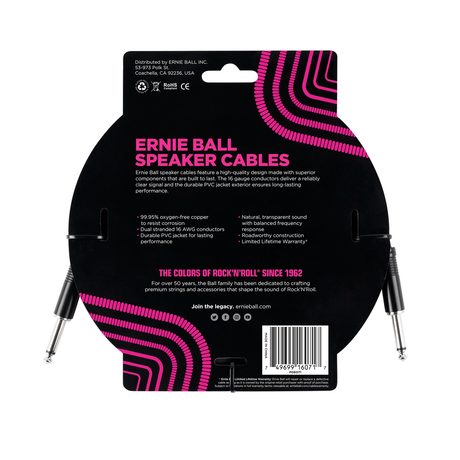 Ernie Ball Classic Speaker Cable - Straight/Straight, Black 7.62cm / 3" 2