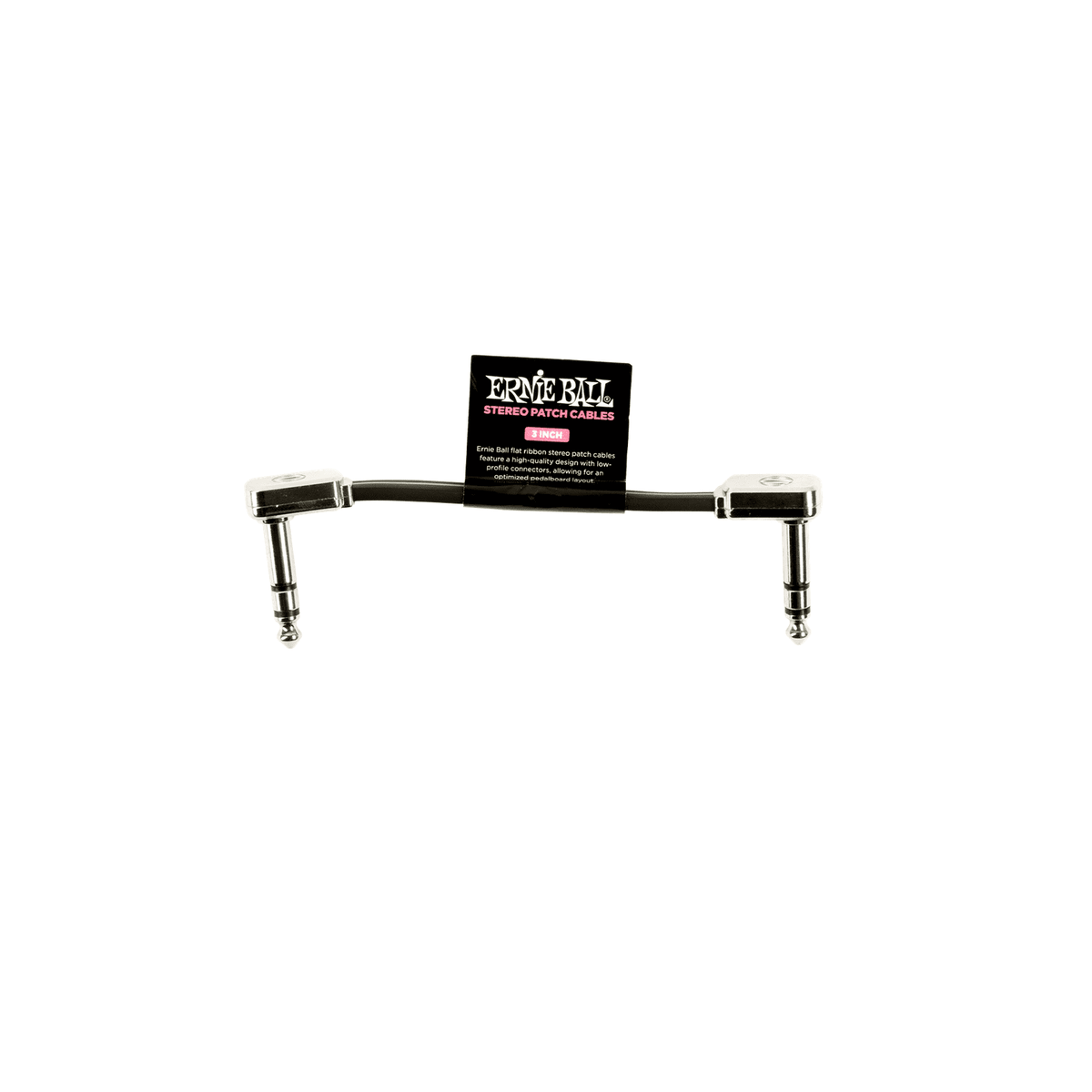 Ernie Ball Single Flat Ribbon Stereo Patch Cable - Black 7.62cm / 3" 1
