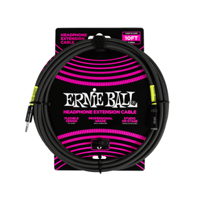 Ernie Ball 3.5mm M-F Jack-to-Jack Black Headphone Extension Cable – 10ft / 3m P06424 1