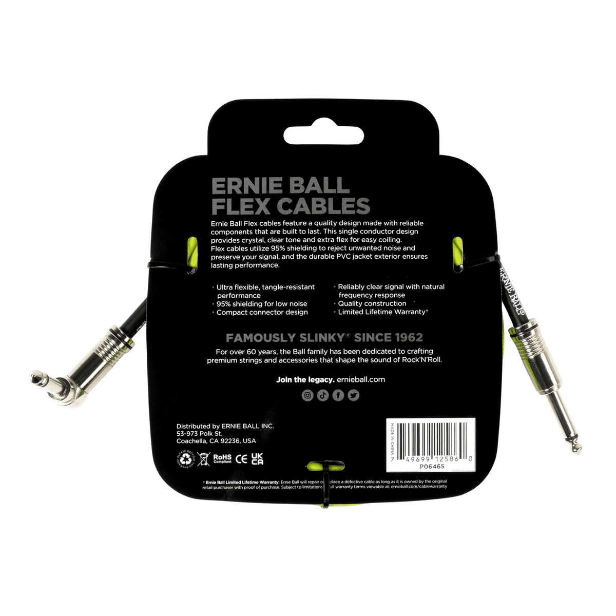 Ernie Ball Flex Patch Cable - Green 3m / 10' 2