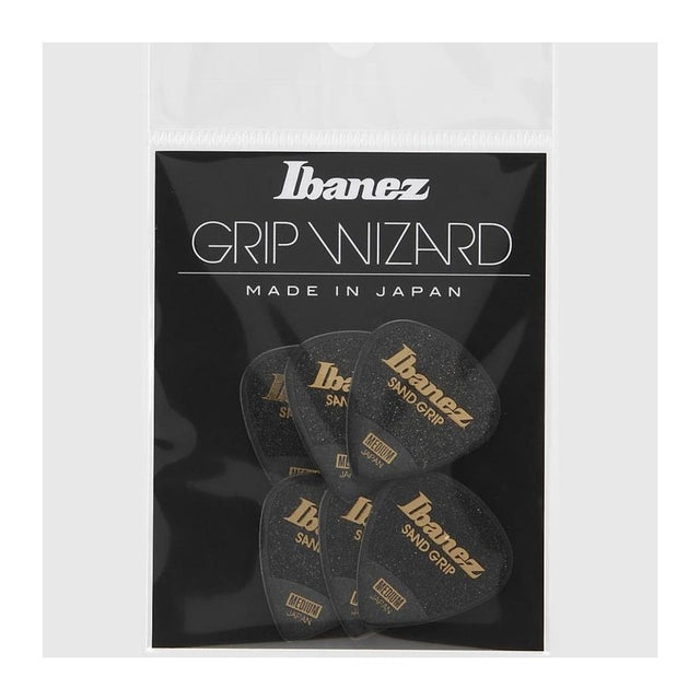 Ibanez PPA16MSG Grip Wizard Sand Grip Picks — Medium 0.80mm, 6-Pack Black 1