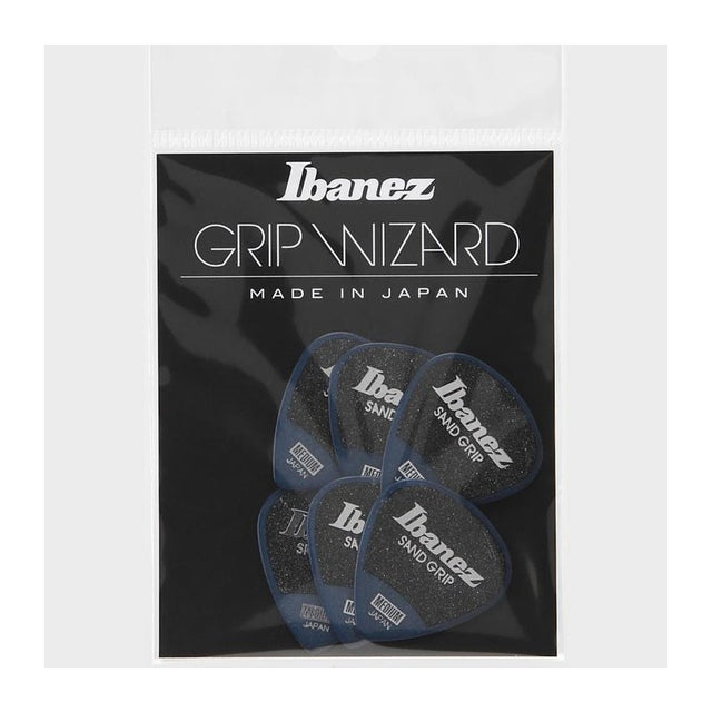 Ibanez PPA16MSG Grip Wizard Sand Grip Picks — Medium 0.80mm, 6-Pack Dark Blue 1