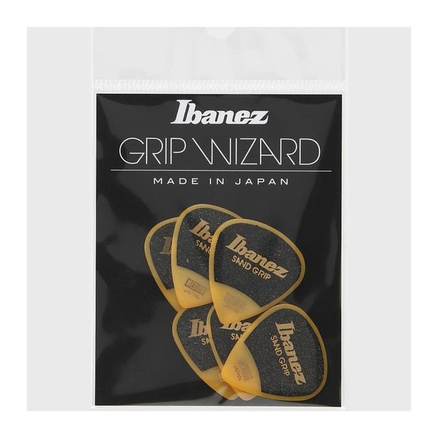 Ibanez PPA16MSG Grip Wizard Sand Grip Picks — Medium 0.80mm, 6-Pack Yellow 1