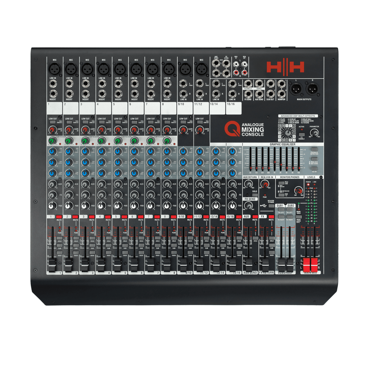HH Audio Q-Series Q16FX - Professional 16-Channel Analogue Mixer with DSP 1