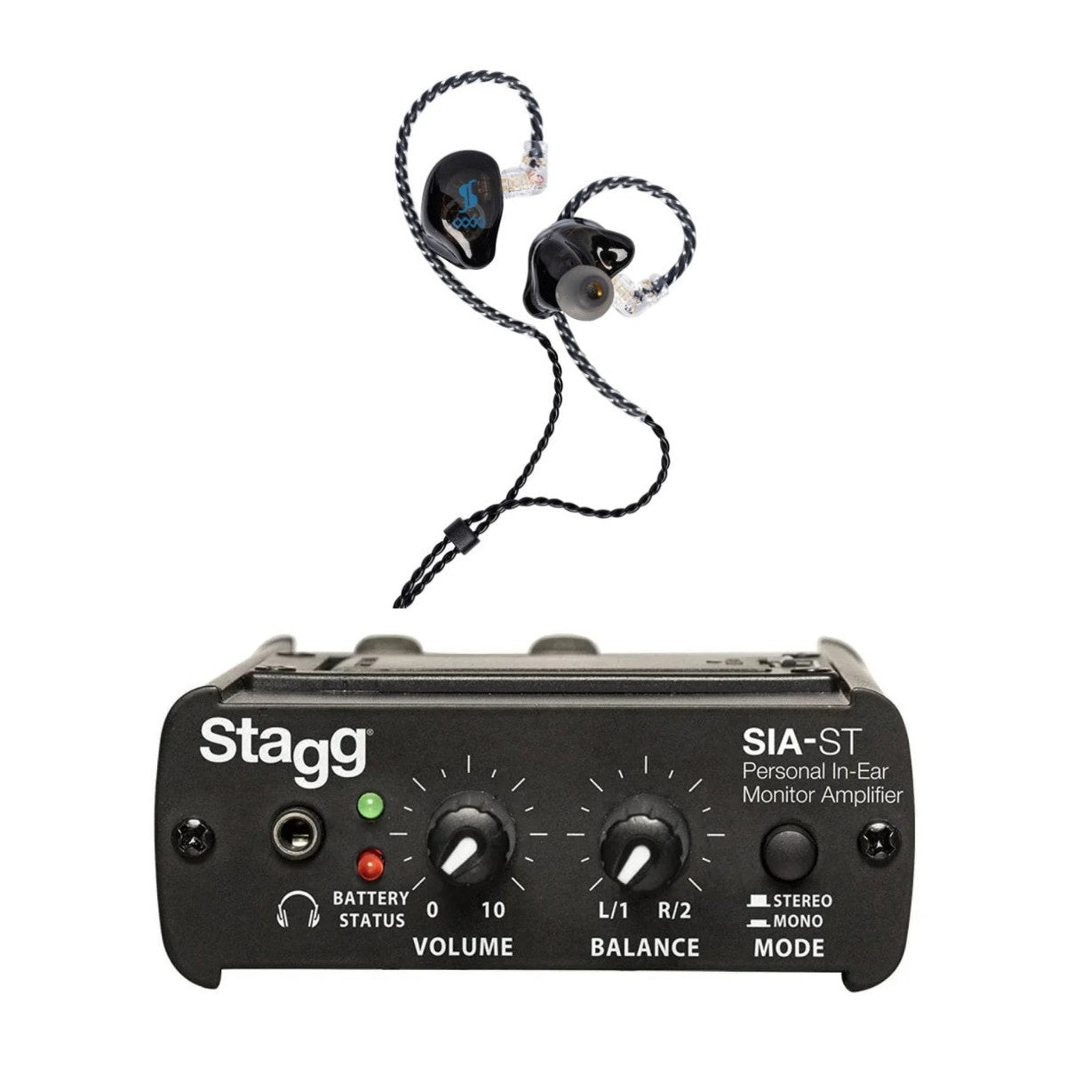 Stagg SIA-ST & SPM-435 Wired In-Ear Monitoring System - Black 1