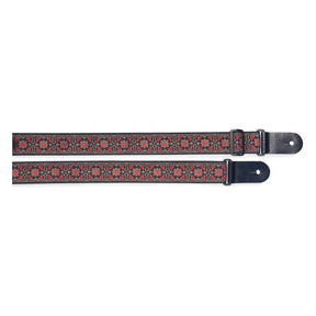 Stagg Woven Guitar Strap - Red Floral 1
