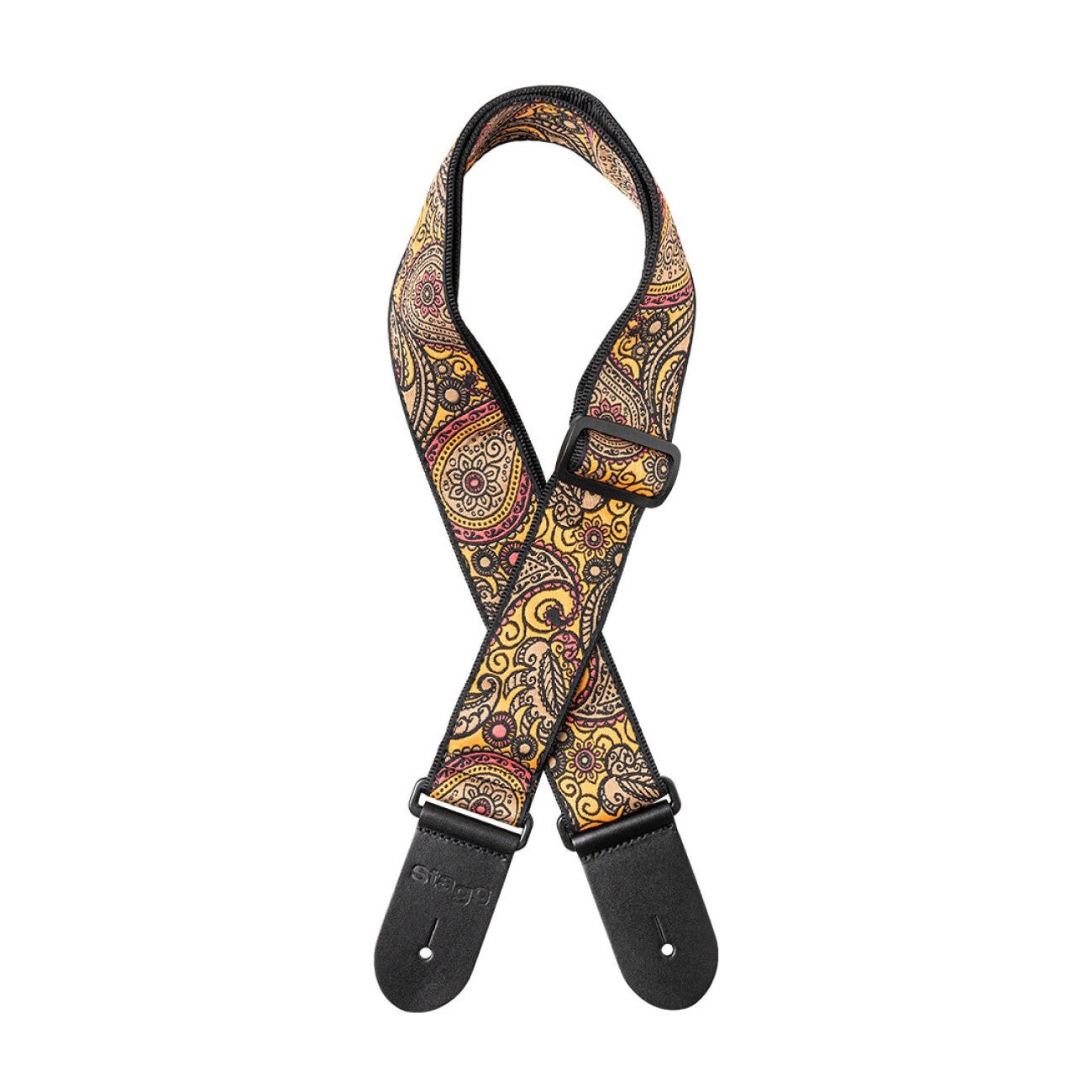 Stagg Woven Guitar Strap - Paisley Orange 1