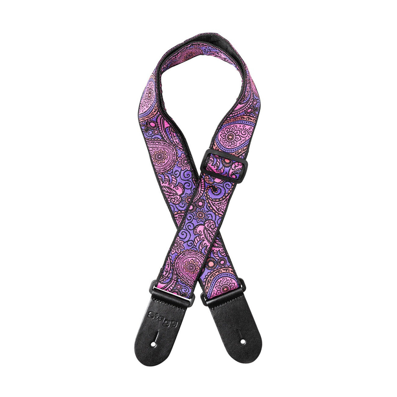 Stagg Woven Guitar Strap - Paisley Pink 1