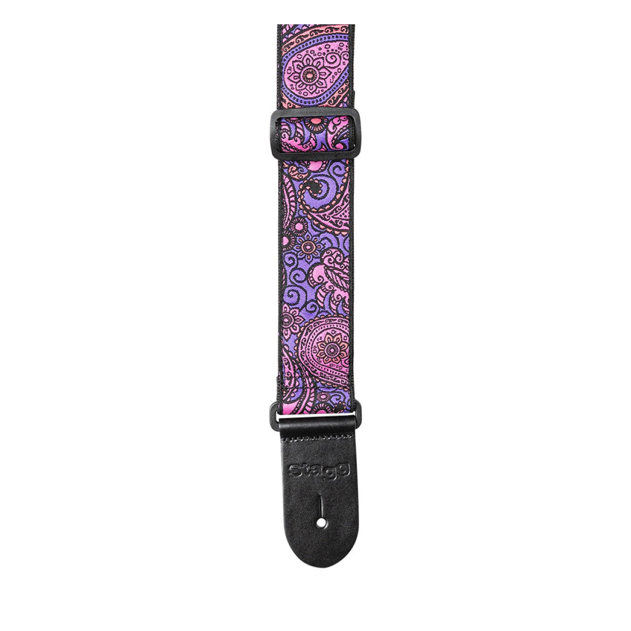 Stagg Woven Guitar Strap - Paisley Pink 2