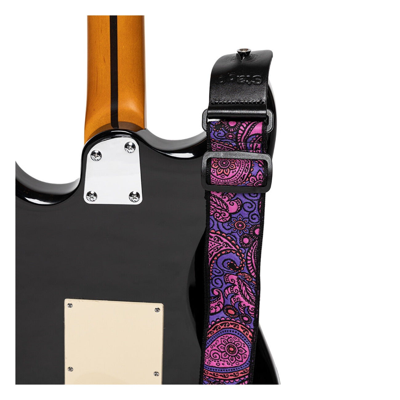 Stagg Woven Guitar Strap - Paisley Pink 3