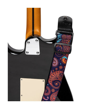 Stagg Woven Guitar Strap - Paisley Orange and Blue 3