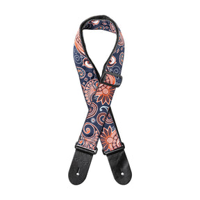 Stagg Woven Guitar Strap - Paisley Red and Blue 1