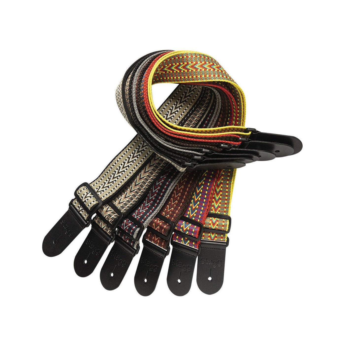 Stagg Woven Cotton Guitar Strap with Red Rafter Design 4