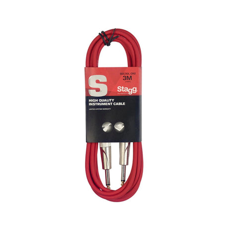 Stagg SGC3DL CRD Deluxe Instrument Cable, Mono Jack-Mono Jack — 3M Red 1