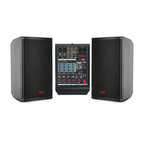 HH TRE-1001 10" Active PA Speakers & Q6FX 6-Channel Mixer Bundle 1