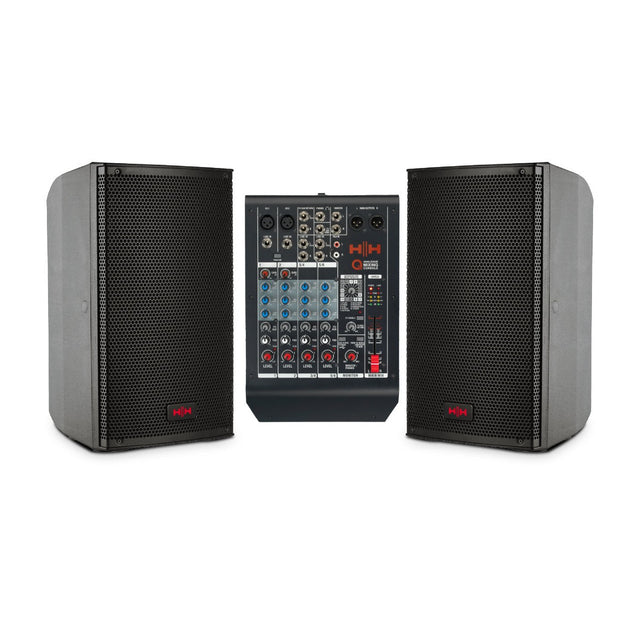 HH TRE-1001 10" Active PA Speakers & Q6FX 6-Channel Mixer Bundle 1