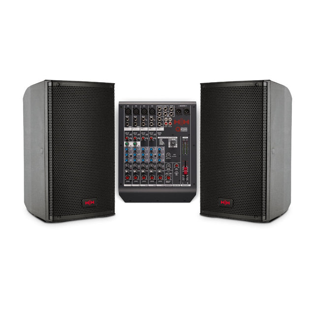 HH TRE-1001 10" Active PA Speakers & Q8FX 8-Channel Mixer Bundle 1