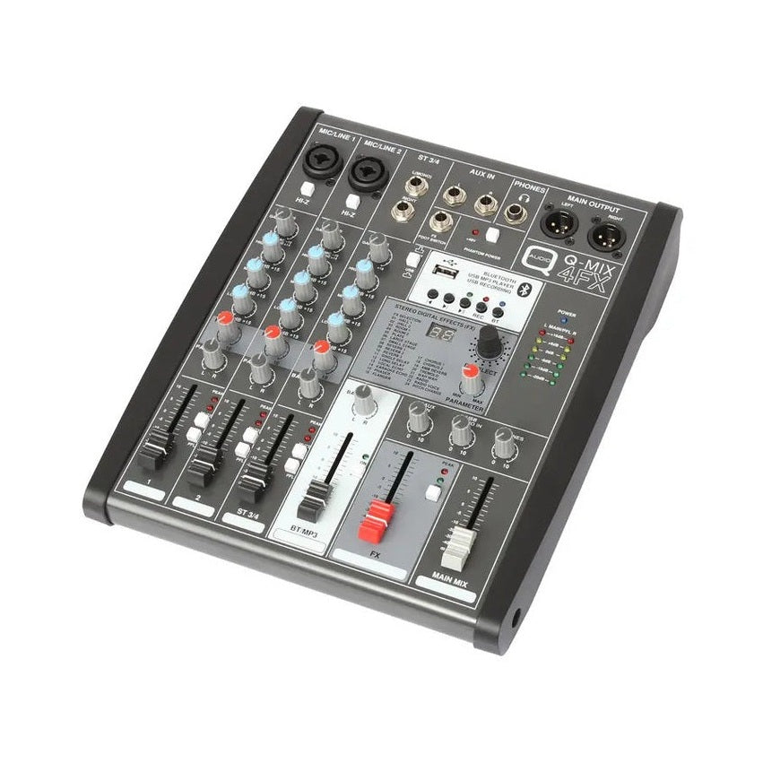 Q-Audio Q-MIX 4FX - 4-Channel Mixer With 24 Digital Effects, USB-C Interface And Bluetooth 1