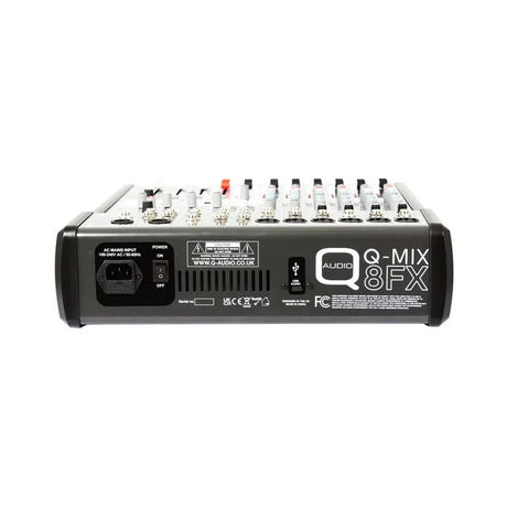 Q-Audio Q-MIX 8FX 8-Channel Mixer With 24 Digital Effects, USB Interface, Bluetooth And AUX Send — Mains-Powered 4
