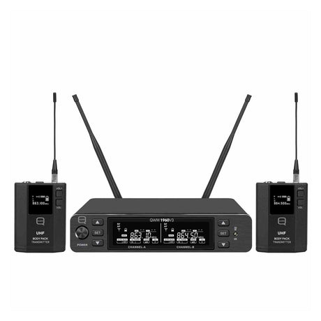 Q-Audio QWM 1960 V3 BP UHF True Diversity Dual Wireless Beltpack System 1