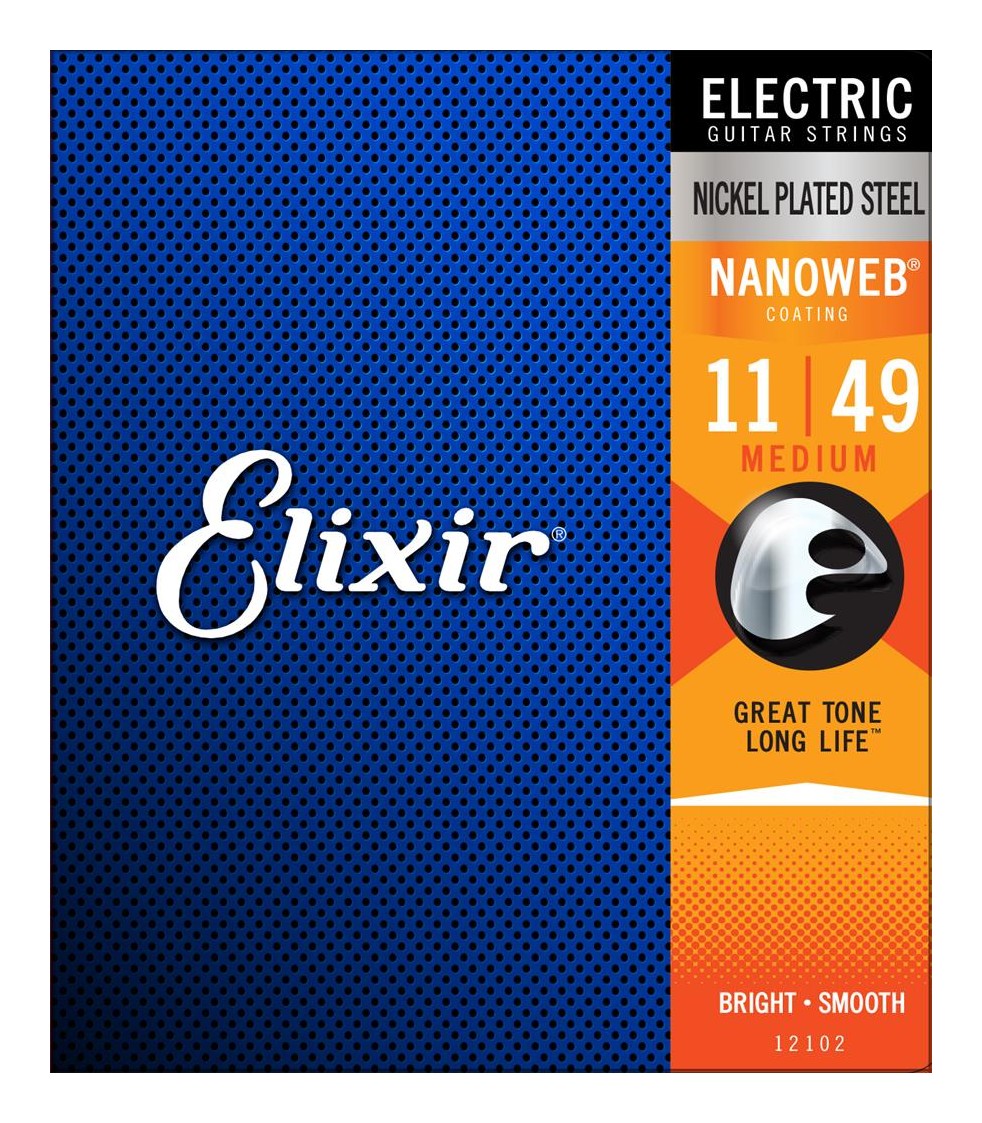 Elixir NANOWEB Nickel Plated Steel Electric Guitar Strings, Medium — 11-49