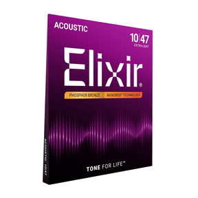 Elixir NANOWEB Phosphor Bronze Acoustic Guitar Strings, Extra Light — 10-47 1