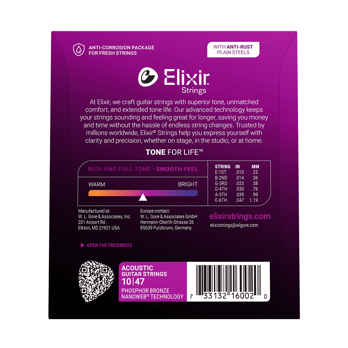 Elixir NANOWEB Phosphor Bronze Acoustic Guitar Strings, Extra Light — 10-47 3