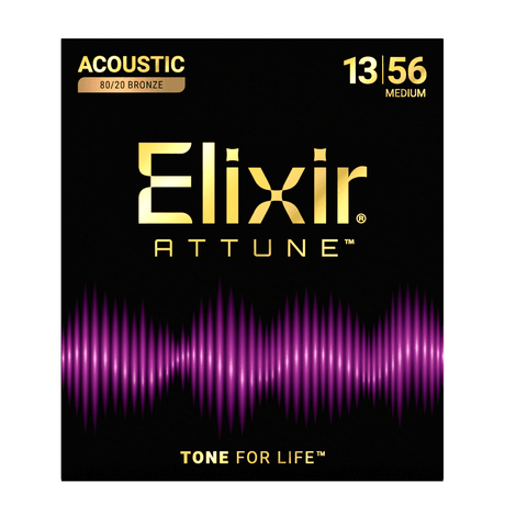 Elixir Attune 80/20 Bronze Acoustic Guitar Strings, Medium, 13-56 2