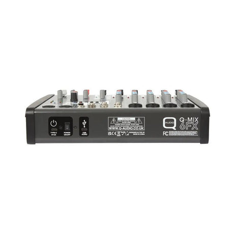 Q-Audio Q-MIX 6FX - 6-Channel Mixer With 24 Digital Effects, USB-C Interface And Bluetooth 4